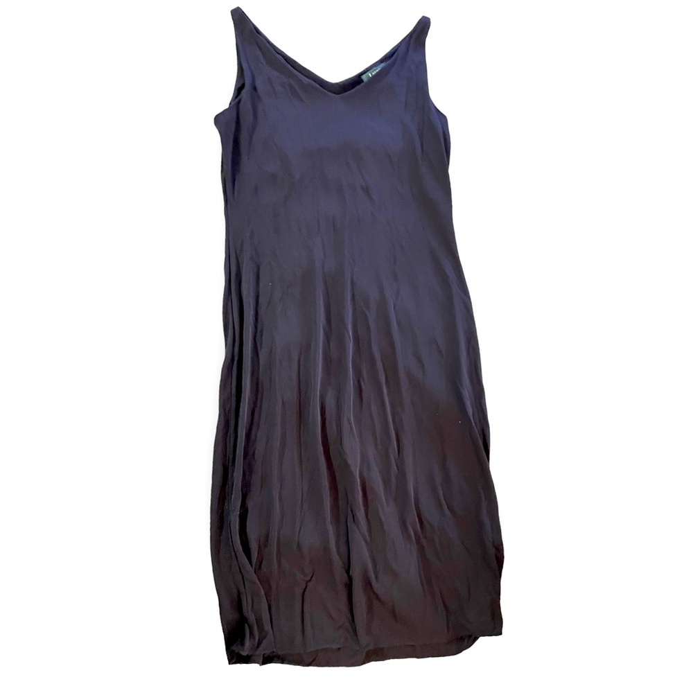 Vintage Ralph Lauren lbd black dress v neck sleeveless stretchy basic
